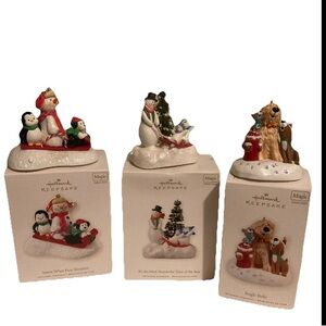 3  Hallmark Christmas Ornaments Magic Collection Features Sound Hand Crafted